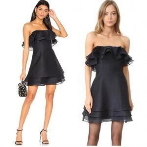 Keepsake Float Mini Strapless Dress Size Medium Black Ruffle Party Event Sexy